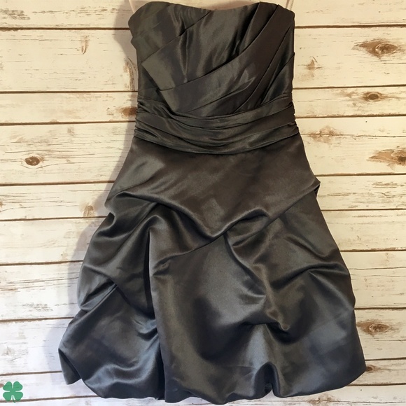 David's Bridal Gray Strapless Dress Size 2 - Picture 3 of 10